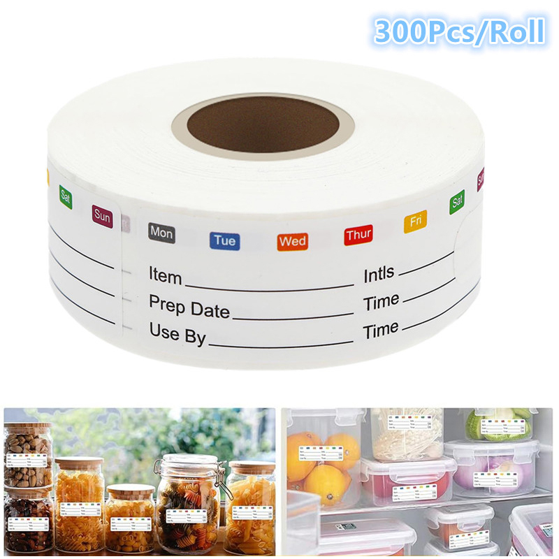 Food Snacks Label - 300 sztuk/rolka Naklejki kuchenne z datą,