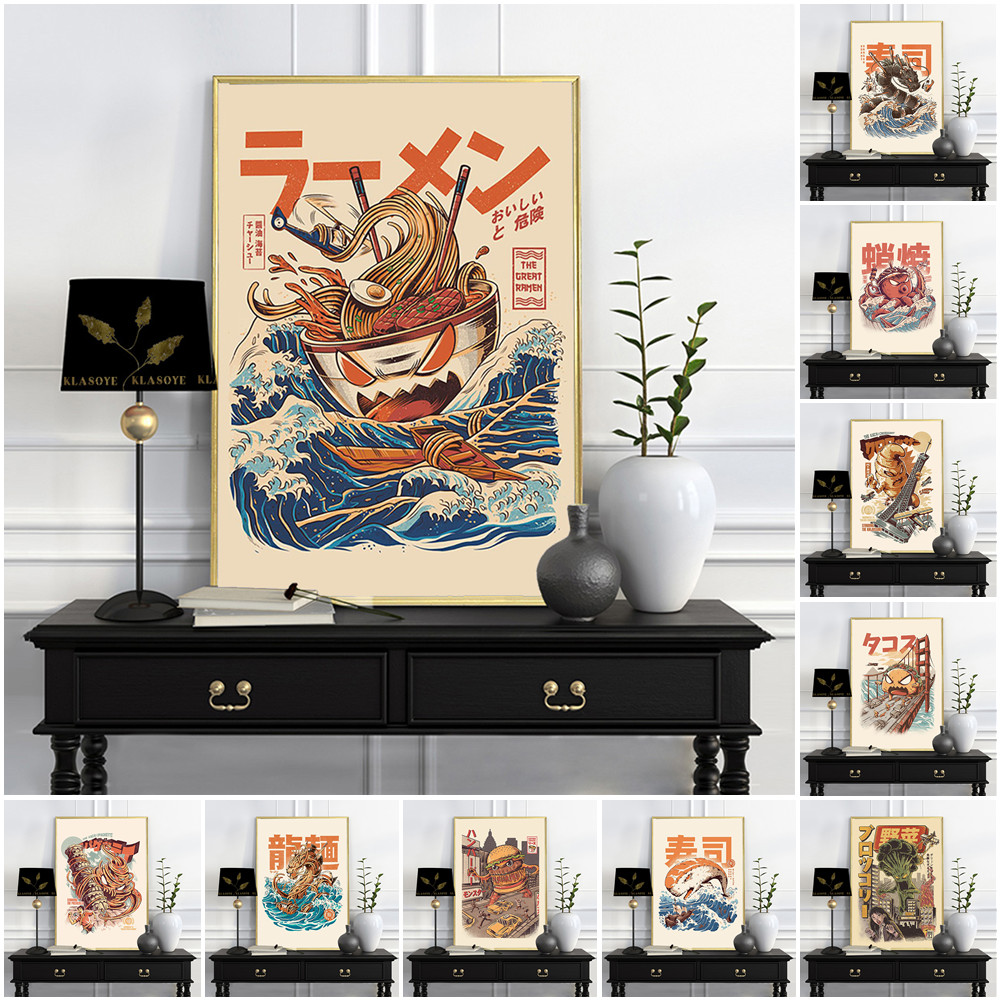 Food Snacks Pictures - Zabawny Plakat Vintage Japońska Reklama Jedzenia