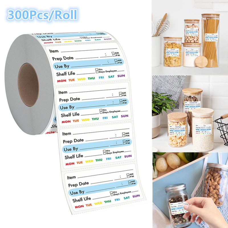 Food Snacks Label - 300 sztuk/rolka Naklejki kuchenne z datą,