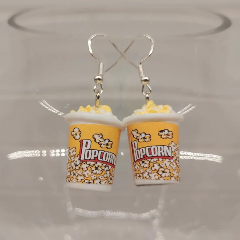 Food Zinc - Kreatywna symulacja Popcorn Wiadro Wisiorek Kolczyki