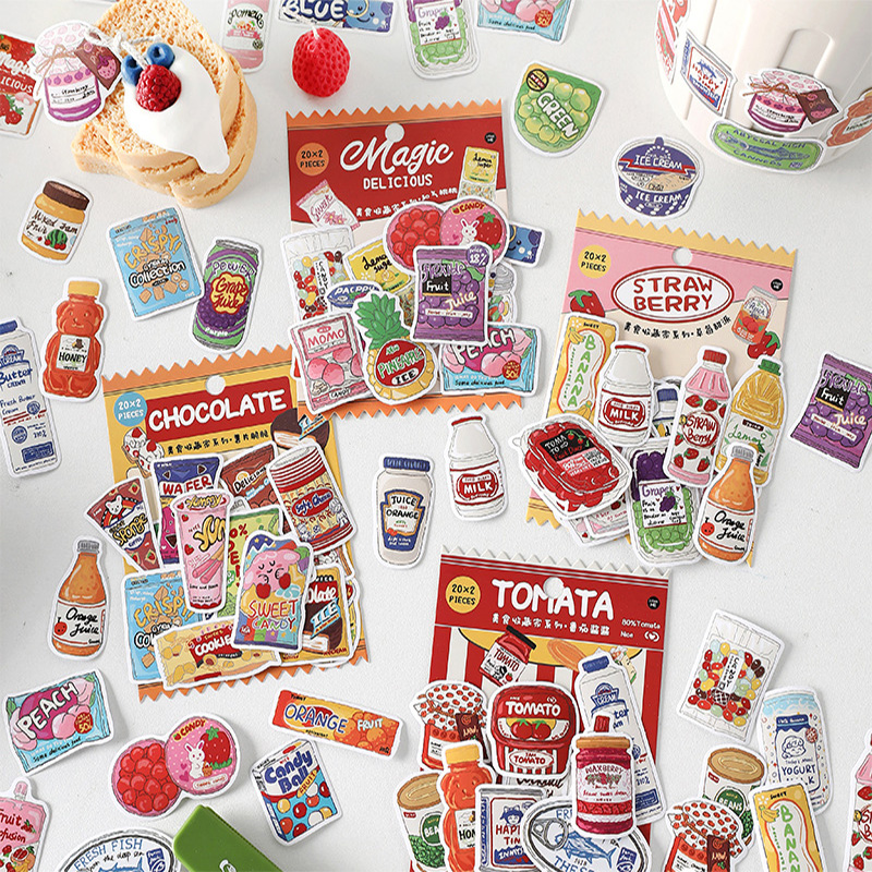Food Snacks Label - Urocze naklejki z jedzeniem, przekąski z