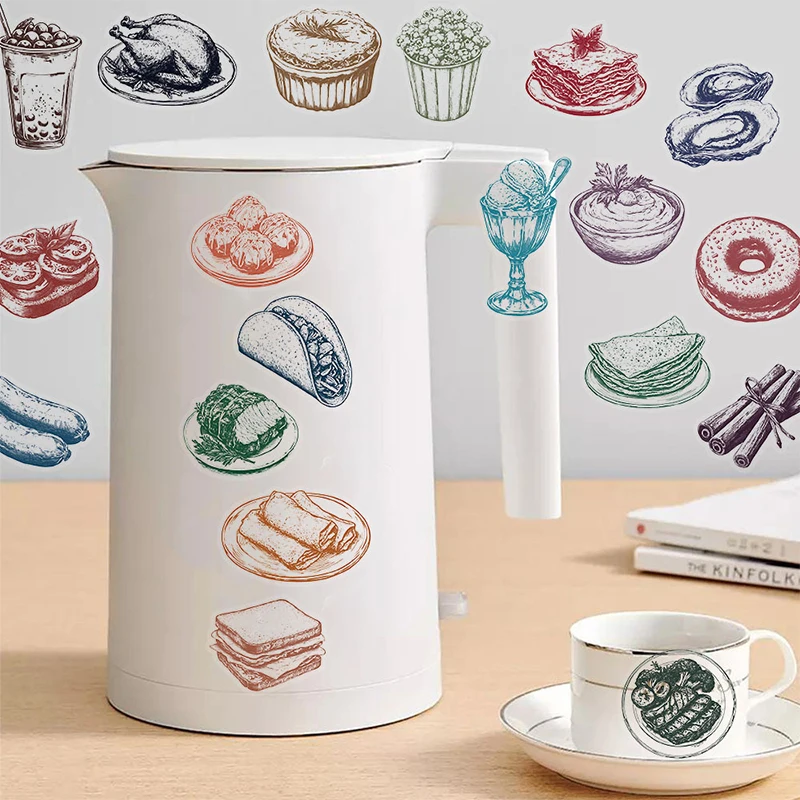 Zestaw 50 szt. naklejek retro  – Yummy Food Snacks recenzja i cena