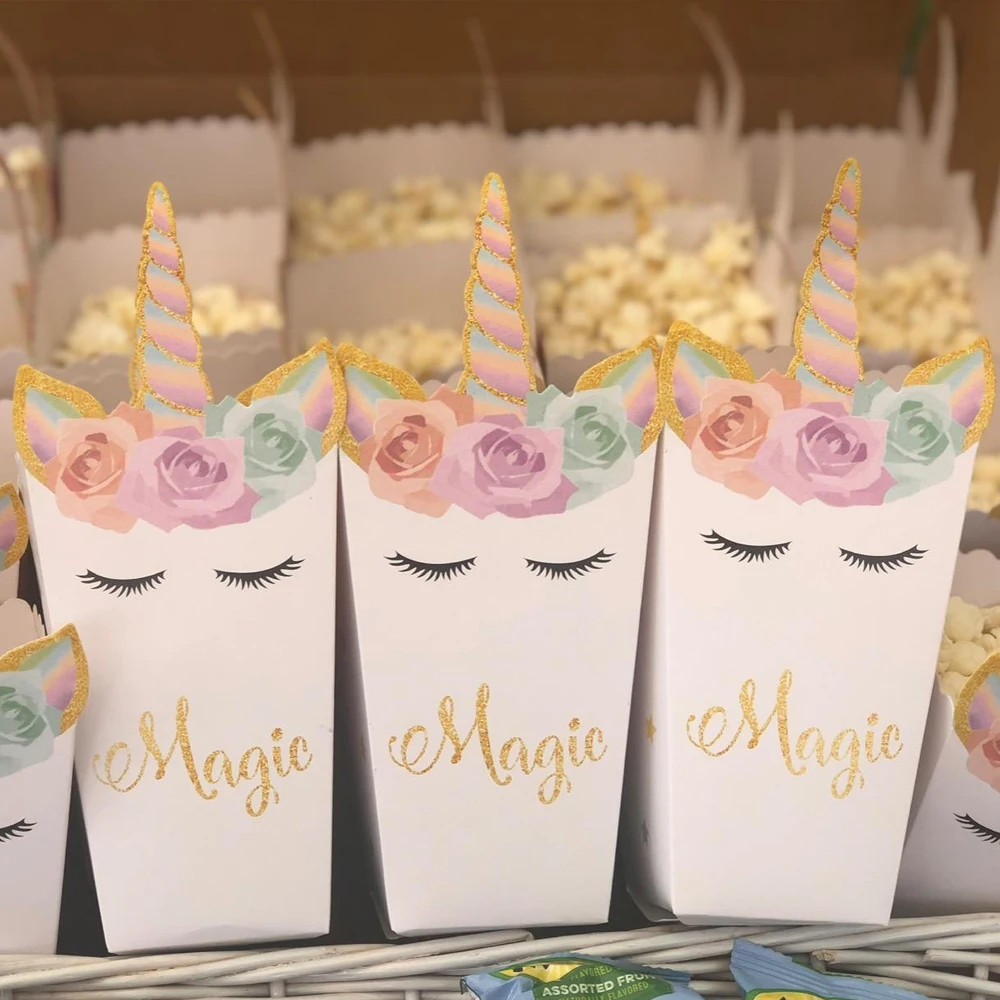 6/12szt Jednorożec Pudełko na  – Food Snacks For Baby Shower recenzja i cena