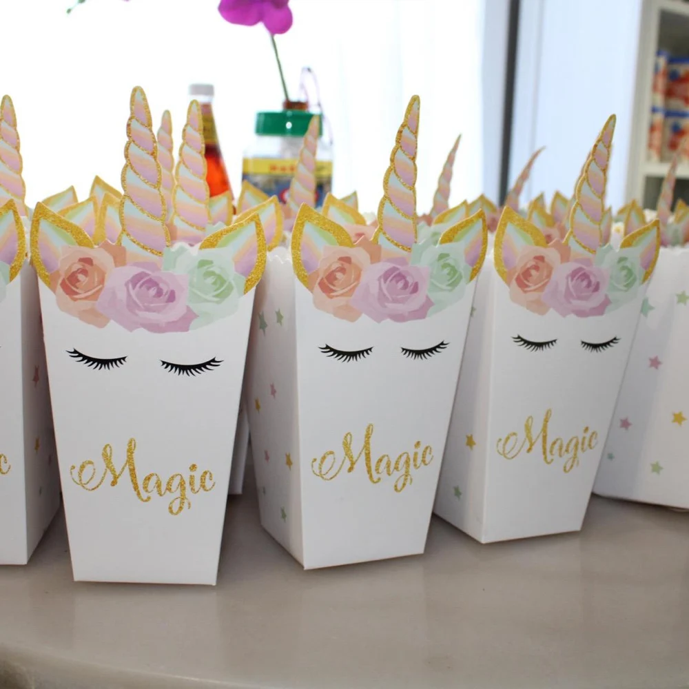 6/12szt Jednorożec Pudełko na  – Food Snacks For Baby Shower recenzja i cena